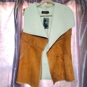 Sleeveless Faux Suede/Sherpa Vest